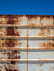 Close up detail of rust covered shipping container