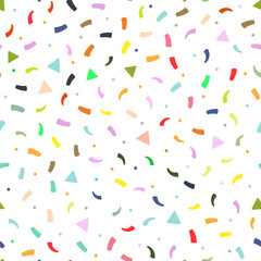 Bright colorful confetti. Festive seamless pattern.