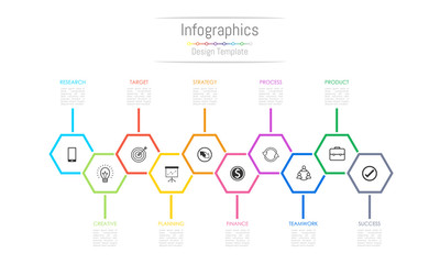 Infographic design elements for your business data with 10 options, parts, steps, timelines or processes. Vector Illustration.
