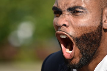 Unshaven Black Male Yelling