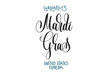 february 13 - mardi gras - united states florida, hand lettering