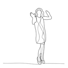 vector, isolated sketch of a girl dancing, simple lines