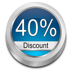 40% Discount button - 3D illustration