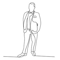 vector, isolated sketch of a man in a business suit suit, simple lines