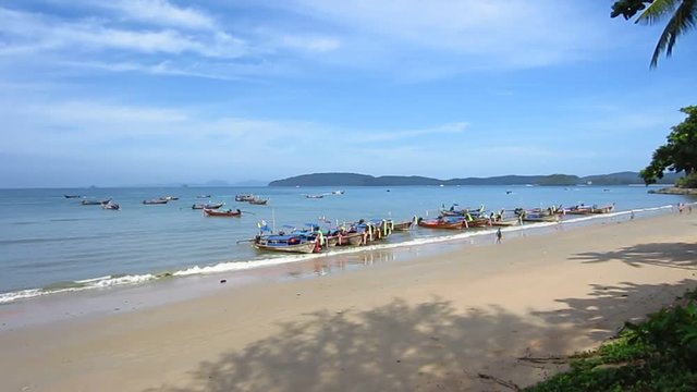 Longtail ship at Ao nang beach. Longtail for travel to Phiphi island