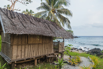 Fototapeta na wymiar Terter Hot Spring bungalows. Craig cove village,Ambrym island, Malampa prov, Vanuatu.