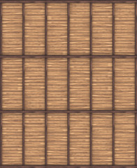 The texture of the wooden ceiling with beams. Top view. 3D visualization.