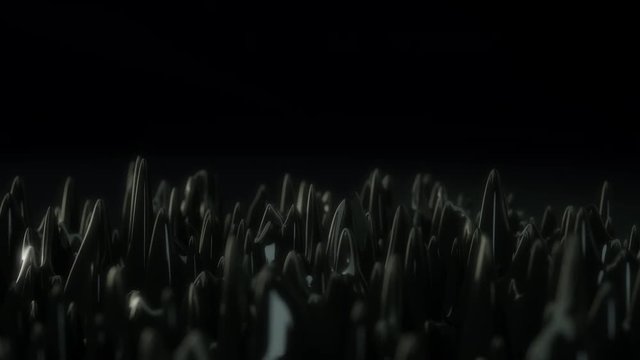 Abstract animation depicting displaced and undulating ferro liquid in a seamless loop.