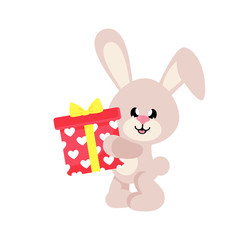 cartoon cute bunny with lovely gift