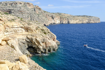 Fototapeta na wymiar Coast at Blue Grotto in the Malta island