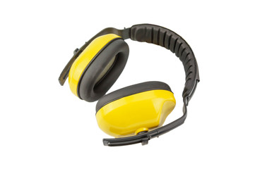 Protective ear muffs isolated on white background, Hardware and warehouse tool.