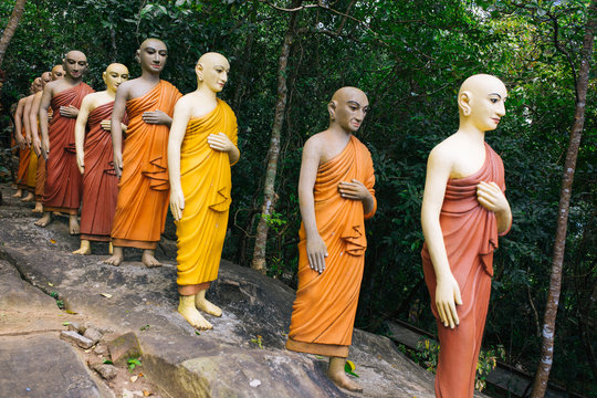 Statues of Prominent Buddhist Teachers in Sri Lanka.