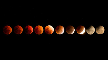 Red lunar eclipse at January 31, 2018 in Thailand.
