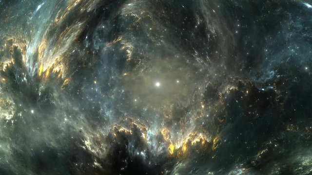 Globular nebula after supernova explosion in deep space, animation