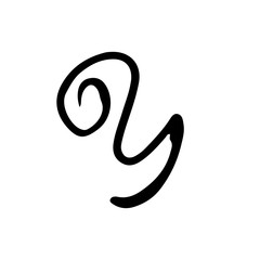 Letter Y. Handwritten by dry brush. Rough strokes font. Vector illustration. Grunge style elegant alphabet.