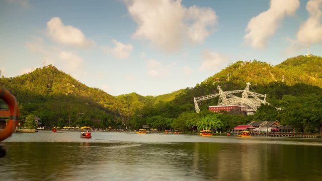 sunny day zhuhai famous new yuan ming park lake panorama 4k timelapse china
