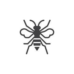 Wasp insect icon vector, filled flat sign, solid pictogram isolated on white. bumblebee symbol, logo illustration.