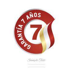7 Years Warranty (Spanish - Garantía 7 años) red icon stamp vector