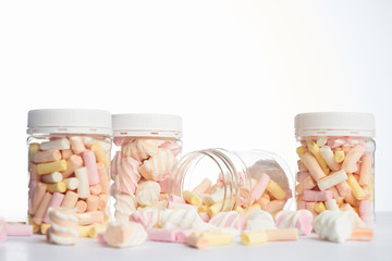 Colorful small marshmallows yellow