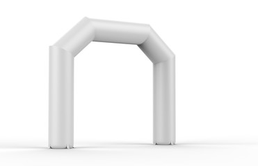 White Blank Inflatable angular Arch Tube or Event Entrance Gate. 3d render illustration.