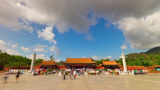 sunny day zhuhai famous new yuan ming park entrance anorama 4k timelapse china
