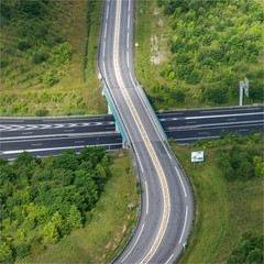 Vue aérienne d'un croisement de routes près d'Alençon - 61