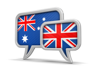 Speech bubbles with flags. Image with clipping path