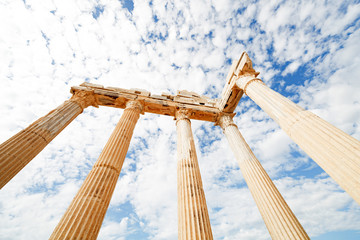 Columns of an ancient Greek temple, ruins