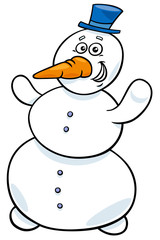 happy snowman character cartoon illustration