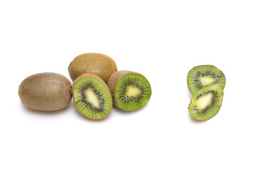 Kiwi on white background. Composition of kiwi on white background.