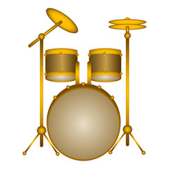 Isolated drum set. Musical instrument