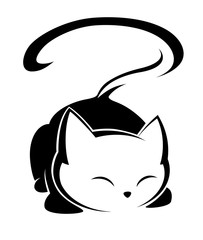 Cat logo illustration on white background.