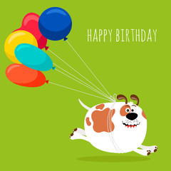 Fototapeta premium Dog running with air balloons card