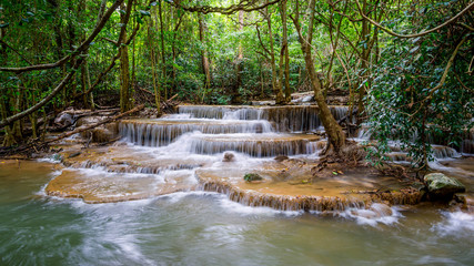 Huay Mae Kamin waterfall  at Khuean Srinagarindra National Park kanchanaburi povince , landscape Thailand