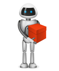 Robot holding red box