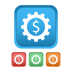 Gear with currency. Flat vector icon