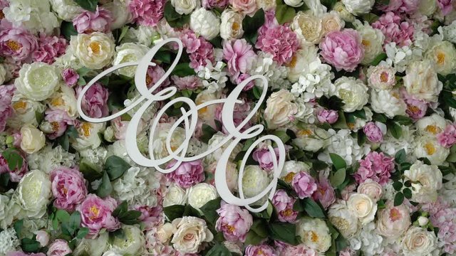 E and E letters at flowers background