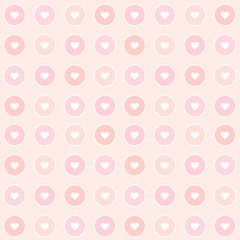 Abstract geomeric background in blush pink colors. Millennial pink rose gold. Seamless vector pattern. Small hearts mosaic