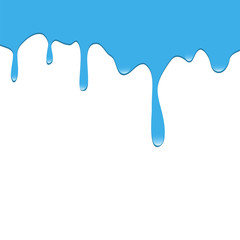The blue paint is dripping. On a white background. Vector illustration