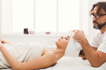 Woman getting alternative neck massage