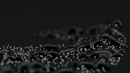 Black background with particles. 3d illustration, 3d rendering.