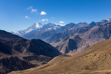 Mount Dhaulagiri and Tukuche Peak, Mountain landscape Nepal.