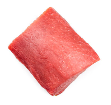 A piece of raw pork on a white background. Isolated.