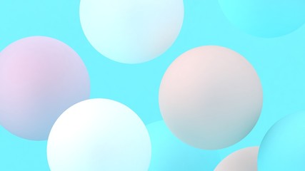 3d bubbles. Spheres background. Abstract wallpaper. Flying geometric shapes. Trendy modern illustration. 3d rendering. Falling abstract balls. Colorful poster backdrop. Minimal style.
