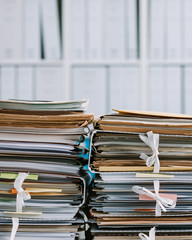 Stacks of paperwork in the office