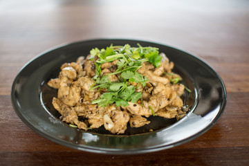 Fried chicken with black pepper  and  garlic