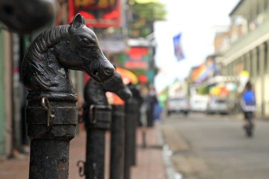 Close-up of street pole in New Orleans, Louisiana