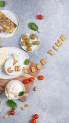 cheese on cutting board