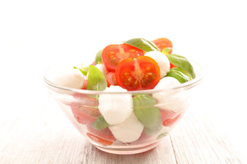 tomato salad with mozzarella and basil