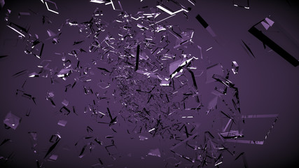 Beautiful fragments of glass splinters black background. 3d illustration, 3d rendering.